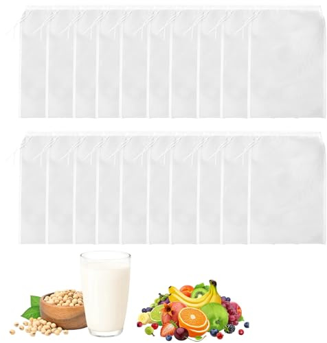 Passiertuch Wiederverwendbar, Nussmilchbeutel, 20 Stück Filterbeutel 100 Mesh 20x30 Cm, Ideal Für Nussmilch, Kaffee, Joghurt, Fruchtsaft, Käse