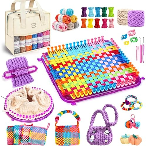 633Pcs Weaving Loom Kit with Pompom Maker, Storage Bag & Crochet Hooks