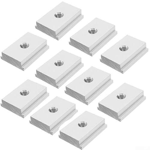 10 tuercas deslizantes M6 T-Track, deslizador de ranura en T para extrusión de aluminio, compatible con tipo 30/45, cierre de aluminio anodizado plateado para herramientas de carpintería