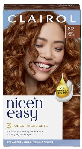 Clairol Nice'n Easy Crème, Natural Looking Oil Infused Permanent Hair Dye, 6R Light Auburn, Packaging May Vary