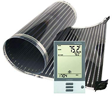QuietWarmth Float QWARMKITFF Radiant Floor Heating Starter Kit Mat w/Programmable Thermostat for Laminate, Wood, Luxury Vinyl Floating Flooring- Cuttable Mat Size 3’x10' 120Volt (Covers 30sf)