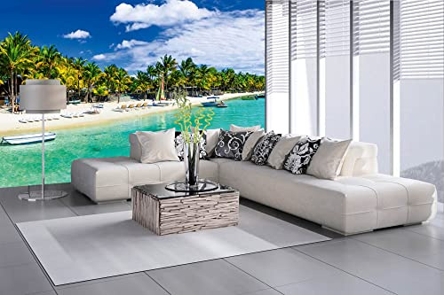 DIMEX LINE Non-Woven Photo Wallpaper Turquoise SEA in Mauritius 375 x 250 cm - Non-Woven Wallpaper, wall Mural, wall Art - Wallpaper for Living Room, Bedroom, Office, Kitchen