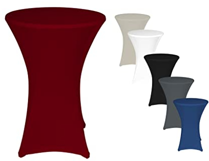 TexDeko® 2er-Set Stretch Stehtischhusse für Bistrotisch Ø 70-75 cm Bordeaux | Öko-Tex Siegel strapazierfähig verstärkte Fußtaschen bügelfrei waschbar