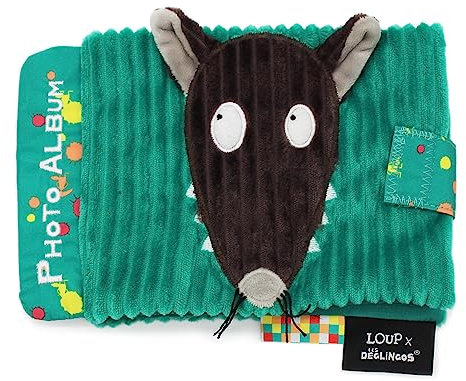 Les Déglingos - Album Photos Bébé Loup X Auzou -10 Pochettes 10x15cm - Idéal crèche - Puériculture - Rembourrage Recyclé - Vert