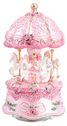 Cabilock Caja Pegarse En Contrahuellas De Escaleras Soportes De Baranda De Escalera Bobinas Enfriadoras De Cerveza Carrusel Musical De Caballos Regalo De Cumpleaños Rosa Chica Bebé