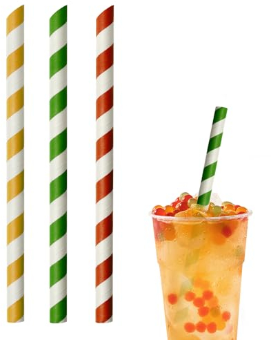 wisefood - Papier Strohhalm | Nachhaltige Einwegtrinkhalme | 12x245mm | geeignet für Bubble Tea | bunt (60, Bunt, 12x245mm)