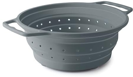 Lacor - 62884 - Égouttoir pliable, passoire de cuisine, avec poignées, gain de place, multifonctionnel, passe au lave-vaisselle, résistant et léger, silicone, sans BPA, Ø20 cm