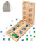 Mancala Brettspiel - Steinchenspiel - Kalaha - Strategiespiel Verdicktes Naturholz + Schöne Bunte Steine + Aufbewahrungsbeutel Intelligenzspiel Geeignet für Freunde Familie und Kinder