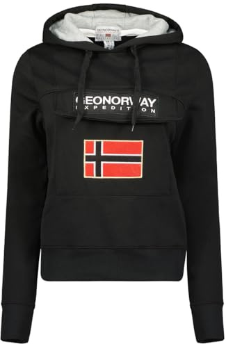 Geographical Norway Gadrienama Lady - Sweat Femme Capuche Poches Kangourou - Sweatshirt Pull Manches Longues Chaud - Hoodie Veste Femmes Printemps Ete Automne Hiver (Noir S)