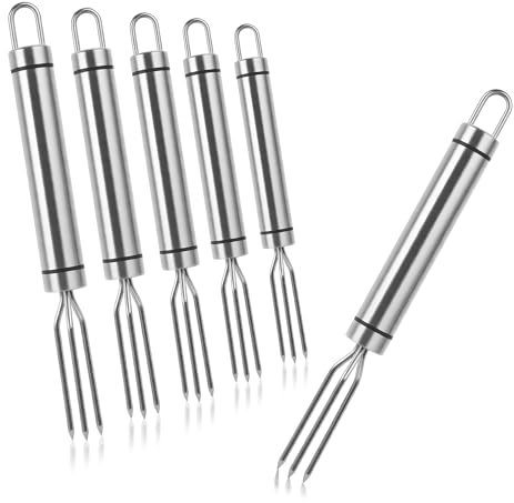 ​​ipow 6PCS Forchettoni da Mais, Forchette per Barbecue per Patate, Spiedini da Griglia Riutilizzabili in Acciaio Inossidabile Multifunzione per Grigliare Mais, Patate, Carne, Utensili per Barbecue​​
