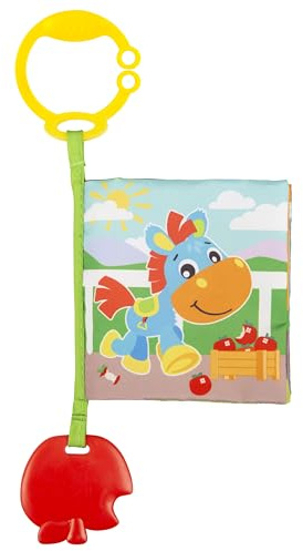 Playgro First Fun Stroller Book, Livre Jouet Poussette pour bébé, dès la Naissance, Anneau de Dentition, 0m, Cadeau de Naissance