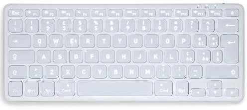 Perixx PERIBOARD-832M Tastiera Wireless Mini Retroilluminata, Bluetooth 5.1, Tasti a Forbice, Ricarica USB-C, Compatibile con macOS 11.2.1+, Layout Italiano QWERTY, Bianco