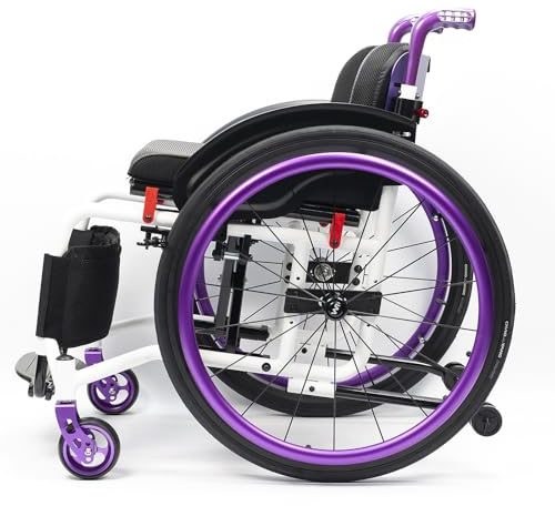 LOERSS Sports Woelchair pour Adultes, Fauteuil Roulant en Alliage en Aluminium Léger, Fauteuil Roulant Manuel Pliable, Tout Terrain, Compact, Portable, Ne Pèse Que 29 Lbs(40cm/15.7in,Purple)