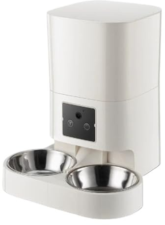 Husdjursmatare automatisk matningsmaskin, katttillbehör, hund, kaninmat, tidsinställd och kvantitativ enhet automatisk (vit, stor)