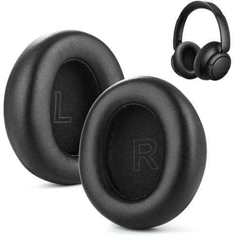 2Pcs Almohadillas de Repuesto de Cuero Proteico Suave, Replacement Earpads Almohadillas Auriculares, Compatibles con Auriculares Anker Soundcore Life Q30/Q35 (Negro)