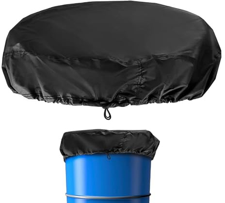 Tapa de barril de lluvia, tambor de 55 galones, barril impermeable | Cubierta elástica ajustable para contenedor de almacenamiento para uso industrial, colección de lluvia de jardín