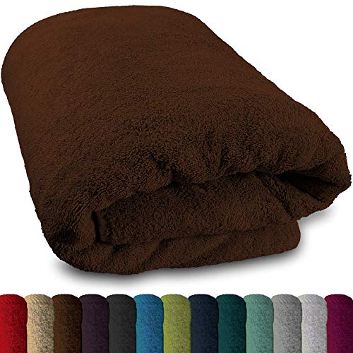 Lanudo® Pure Luxus Line XXL Saunahandtuch mit Bordüre 80x200-100% Baumwolle Frottee Handtücher Braun - Badetuch Badehandtuch Strandtuch groß - Saunatuch Damen Herren Badetücher Sauna Handtuch