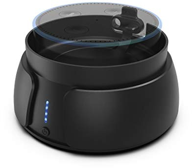 Hama Batteriestation für Amazon Echo Dot (2nd Gen.) (6000 mAh Ladestation, tragbar, inkl. Ladefunktion für Smartphone/Tablet) Batterie Docking Station, Akku-Station