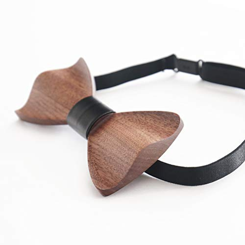 HMF 3850-02 Holzfliege Männer | Handarbeit | Walnuss | 6 x 12 x 1 cm | schwarz