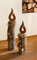 Dekoleidenschaft 2X Dekosäule Flammendes Herz aus Holz, rustikal, Holzsäule mit Metall Flamme in Rost Optik, Kerze, Kerzensäue, Deko Windlicht