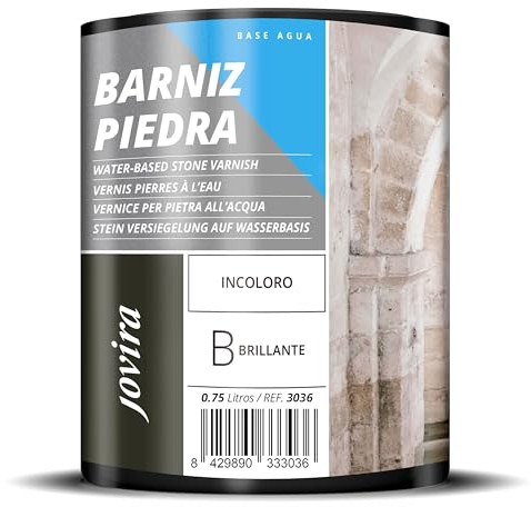 JOVIRA PINTURAS Barniz Piedra al Agua, barniz para piedra y sustratos minerales. (750 Mililitros, Brillante) C-7