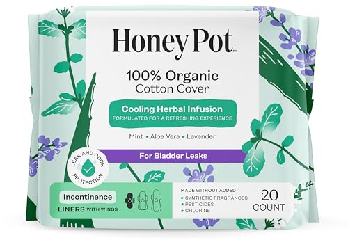 The Honey Pot Company, Herbal-Infused Cotton Incontinence Liners with Wings, 20 Count