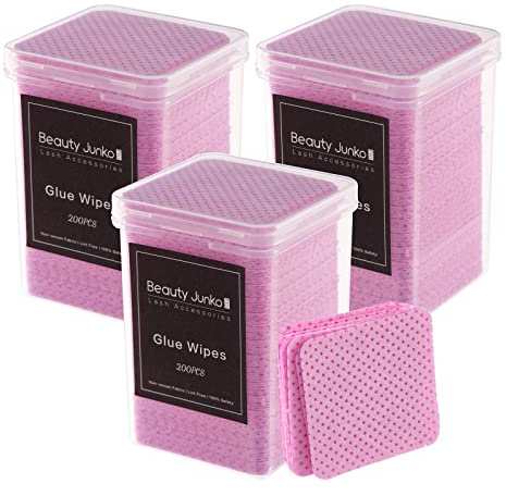 Lint Free Nail Wipes, 600 PCS Eyelash Extension Glue Wipes, Lash Glue Cleaning Pads, Cotton Pads for Cleaning Tweezers and Glues Bottle Nozzle, Dry Pads for Lash Extension Supplies