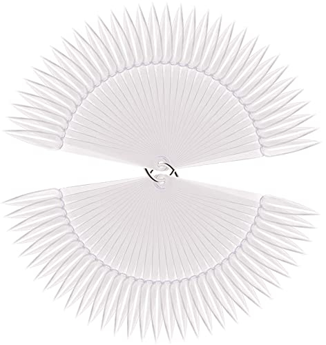 100 Pièces Nuancier Ongles Stiletto, FITDON Conseils pratiques sur la manucure Transparent Faux Ongles Nuancier Palette Maquillage Vernis à Ongles Couleur eventail Forme Batonnets