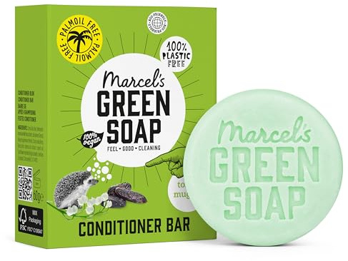 Marcel's Green Soap - Hair Conditioner Bar Tonka & Muguet Scents - Eco-Friendly - Zero Plastic Packaging - Palm Oil Free - Vegans - Compact and Long-Lasting - 60 grams