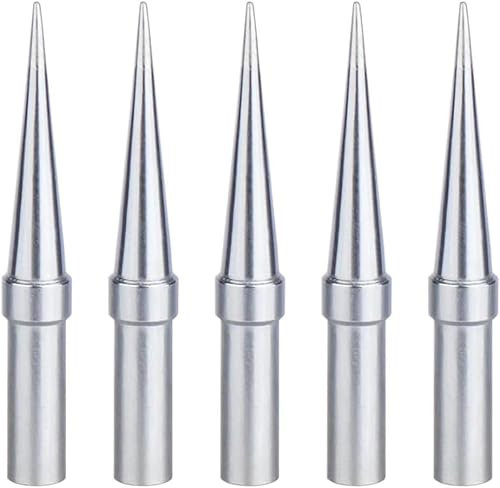 Bestgle Panne à Souder, 5 Pièces Pointe de Fer à Souder Conico 0,4 mm de Remplacement, Pointes de Soudure Cuivre Plaqué Nickel, Applicable for Weller WESD51 WES51 WES50