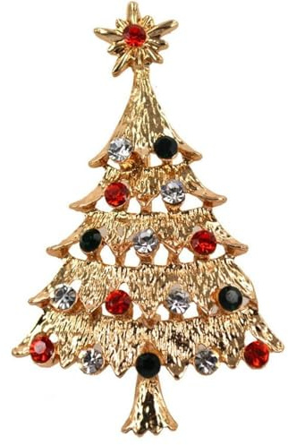 Broche De Vidrio Para Mujer Broche Dorado De La Serie Navideña Broche De Estrella De Cinco Puntas Ciervo Árbol De Navidad Broche De Diamantes Ramillete De Regalo
