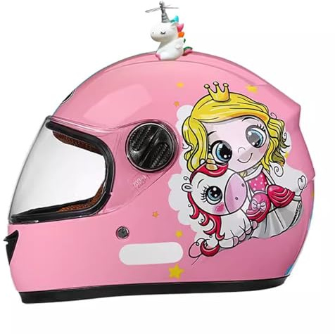 QJWMatic Casco De Motocicleta Integral para Niños Cascos Protectores Ligeros con Visera Solar Niños Y Niñas De 3 A 12 Años Cuatro Estaciones F,48-55CM