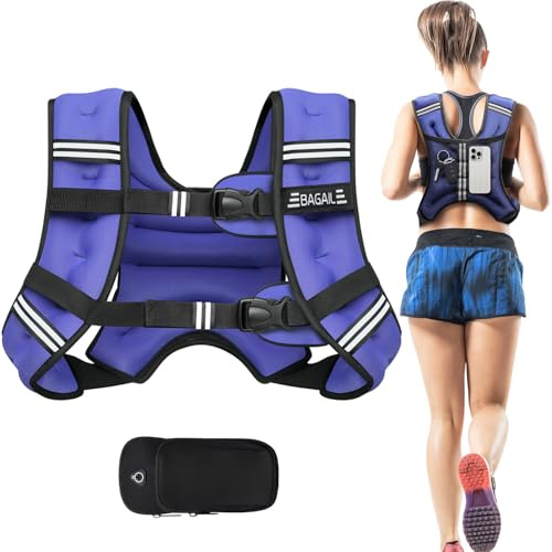 Bagail Gilet Lesté Pour la Musculation, Taille Ajustable, Poche Pratique, Gilet Lesté en Sable de Fer, Idéal Pour les Séances de Gymnastique, le Yoga et les Exercices d'Aérobic.