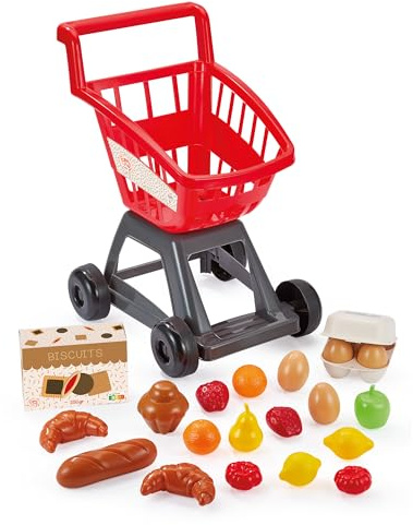 Ecoiffier - 1205 - Chariot de Courses pour Enfants - pour Faire comme Les Grands - avec Ses Accessoires - Dès 18 Mois - Jouet en Plastique résistant - Ludique et Pratique
