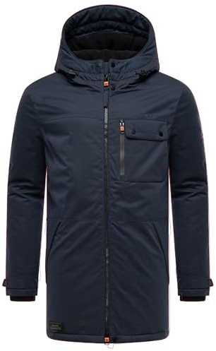 STONE HARBOUR herr varm lång vinterrock med huva Fintaan XX S-3XL, marinblå, 3XL