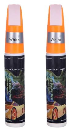 CeoxThao 2 Pièces Stylo Retouche Peinture Voiture, Stylo Retouche Peinture Carrosserie et Jantes Alu,pour Réparation de Rayures et Eclats (Blanc),anti rayure voiture carrosserie