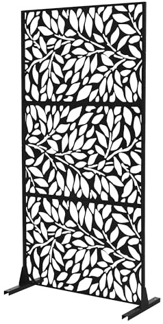 ML-Design Divisorio in Metallo Firenze 90x180 cm, Paravento a 3 Pannelli per Privacy, Espandibile e Autoportante, Scudo Protettivo Decorativo Elegante, Resistente alle Intemperie per Esterno e Interno