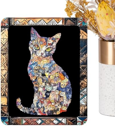Puzzle de chat en bois - Jouets interactifs irréguliers amusants | Cadre photo puzzle pour chat, pour , famille, soirée de jeu, bureau à domicile, école, dortoir, voyage, camping