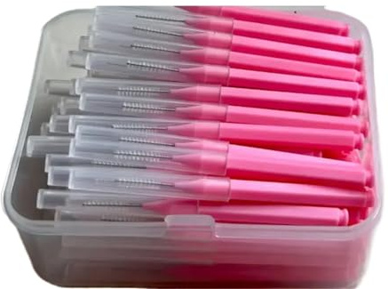 Interdentalborstar och tandtrådspinnar, Interdentalborste for mellan tänderna I-Type Push Pull Pack med 80 st Multicolor(80pcs 0.6 Mm Pink)