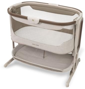 Maxi-Cosi Iora Select Cuna Colecho, 0–6 Meses (9 kg), Cuna Colecho Mecedora Plegable en 1 Paso, Colchón CloudCore 3 cm, 5 Niveles de Altura, 4 Ruedas, Fácil Deslizamiento, Elegance Truffle