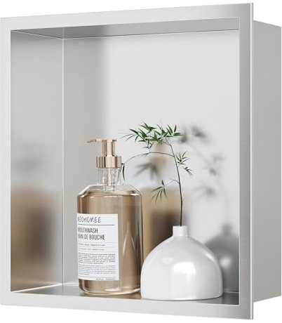 Neohomee Shower Niche 304 Stainless Steel Niche Wall Insert 30x30x10 cm | Shower Storage Shelf for Bathroom Renovation