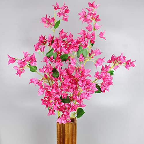 OPPWONG Konstgjord Siden Bougainvillea Grenar Levande Rosa Röda Konstblommor för Bröllopsdekoration, 120 Cm Långa Stjälkar för Rum, Fester