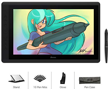 Artisul D16 15.6 Inch Drawing Tablet with Screen IPS Graphics Drawing Monitor Full Laminated Pen Display Battery-Free Stylus 8192 Levels Pressure Sensitive 7 Shortcut Keys A Dial for Windows, Mac