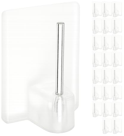 Gancio autoadesivo per bastone, 24 pz, Trasparenti, misura 25 x 17 mm, ganci per tenda, ganci per zanzariere, gancio adesivo per tende a finestra, aggancio per bastoni su finestre in PVC, curtain hook
