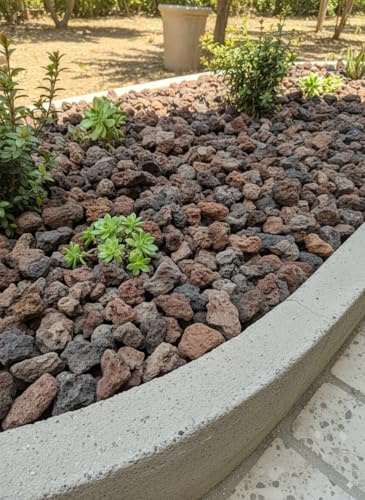 Piedra Volcánica roja (25/50 mm) para decoración jardín o macetas, Adorno de arboles cantidad (20L)