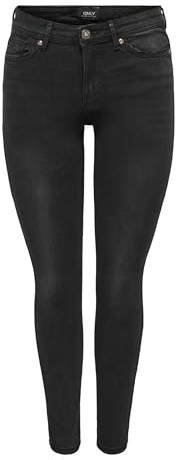 ONLY Wauw Life Mid Donna Jeans Nero 56% Cotone, 39% Poliestere, 3% Viscosa, 2% elasthane Skinny