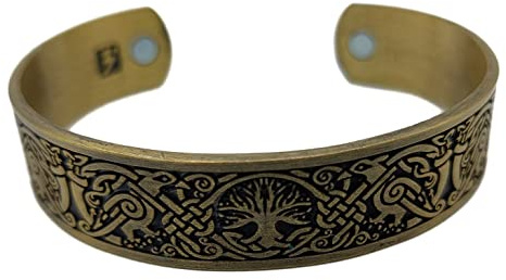 Vikingar Yggdrasil livsträd I magnetarmband färg antik guld med smyckespåse, En storlek