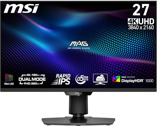 MSI MAG 274UPDF E16M Gaming Monitor 27 4K UHD, Rapid IPS Panel 3840 x 2160, 0.5ms Reaktionszeit, DisplayHDR 1000, Mini-LED, Dual-Mode, HDMI 2.1, DP 1.4a, USB-C (15W PD)