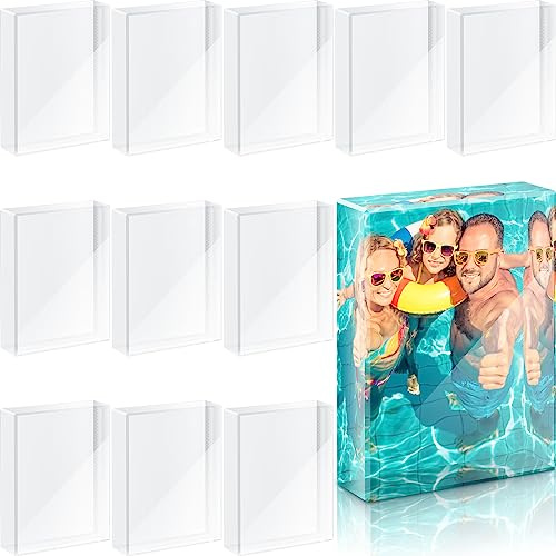 Qunclay 12 Pcs Sublimation Blanks Crystal Sublimation Canvas Blanks Decorative Heat Transfer Photo Frame Crystal Picture Frame for DIY Custom Tabletop Supplies, Rectangle (2.4 x 3.1 x 0.8 Inches)
