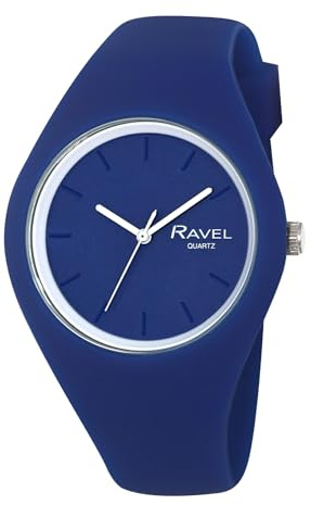 Ravel - Montre Unisexe Confortable avec Bracelet Silicone Contrasté - Quartz Analogique - R1804.16 - Bleu/Blanc